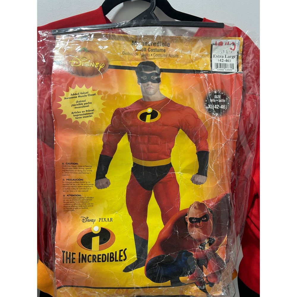 Disney The Incredibles Mr. Incredible Muscle Adult Costume XL 42-46 Red Jumpsuit